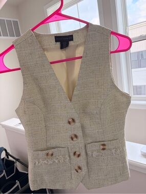 House of Harlow Women's Light Green Tweed Vest